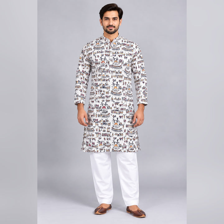 Premium Pure Cotton Printed Kurta Pajama Set for Men