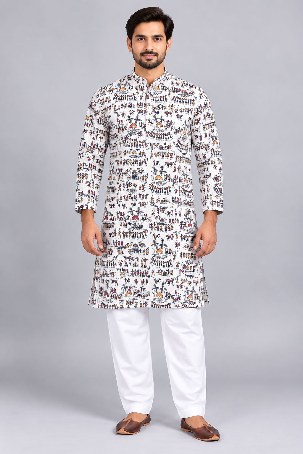 Premium Pure Cotton Printed Kurta Pajama Set for Men