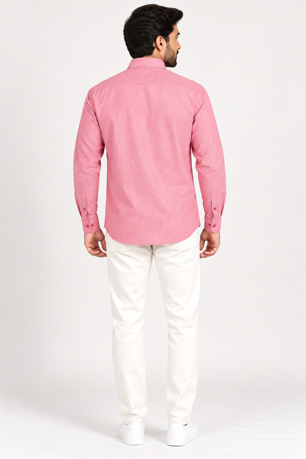 Men's Premium Pink Textured Full-Sleeve Shirt