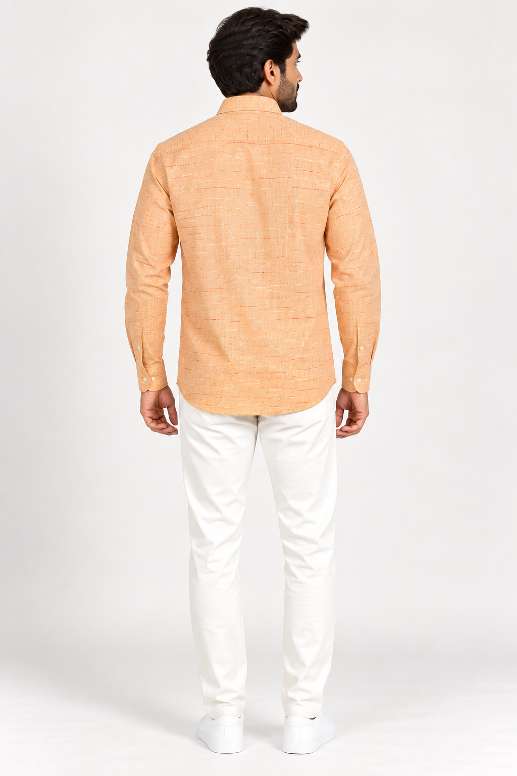 Men's Premium Peach Matka Textured Full-Sleeve Shirt