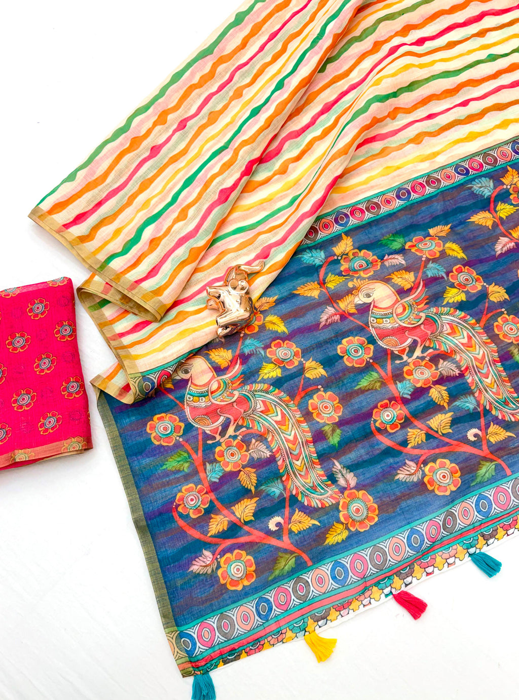 Lehariya Linen Print Saree
