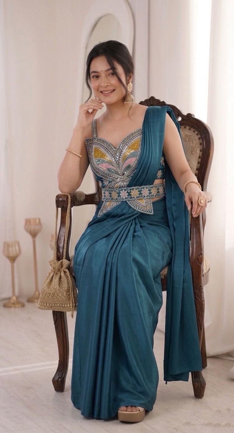 Trending Ready to Wear Saree With Embroidery Blouse