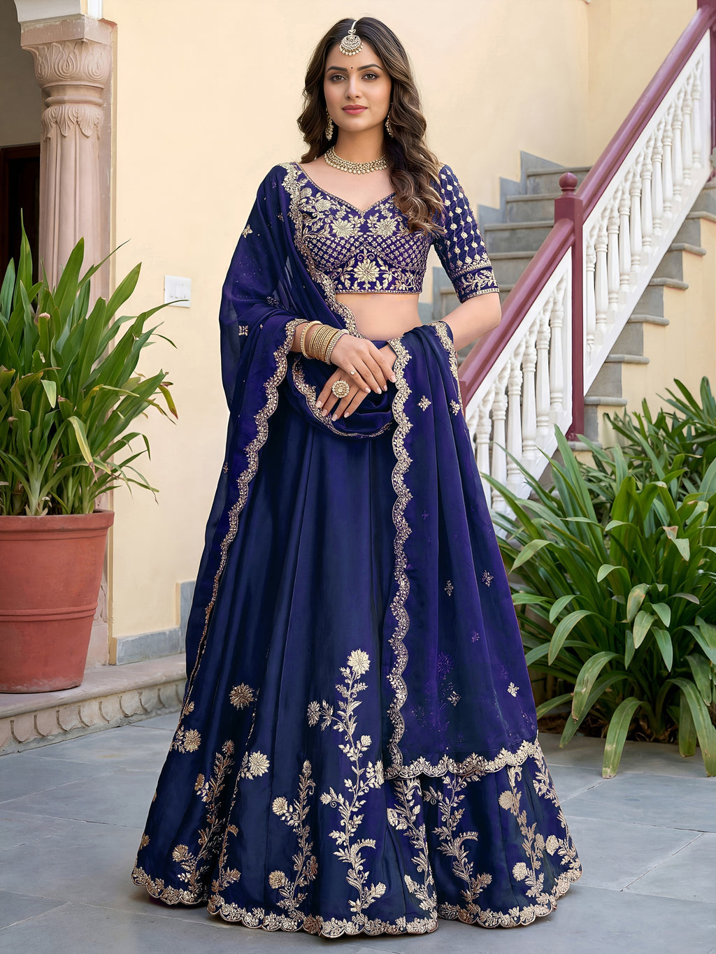 Royal Navy Blue Lehenga Choli