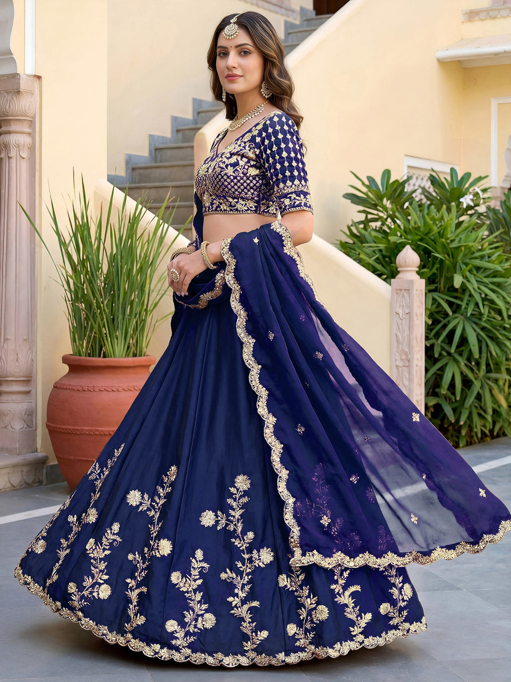 Royal Navy Blue Lehenga Choli
