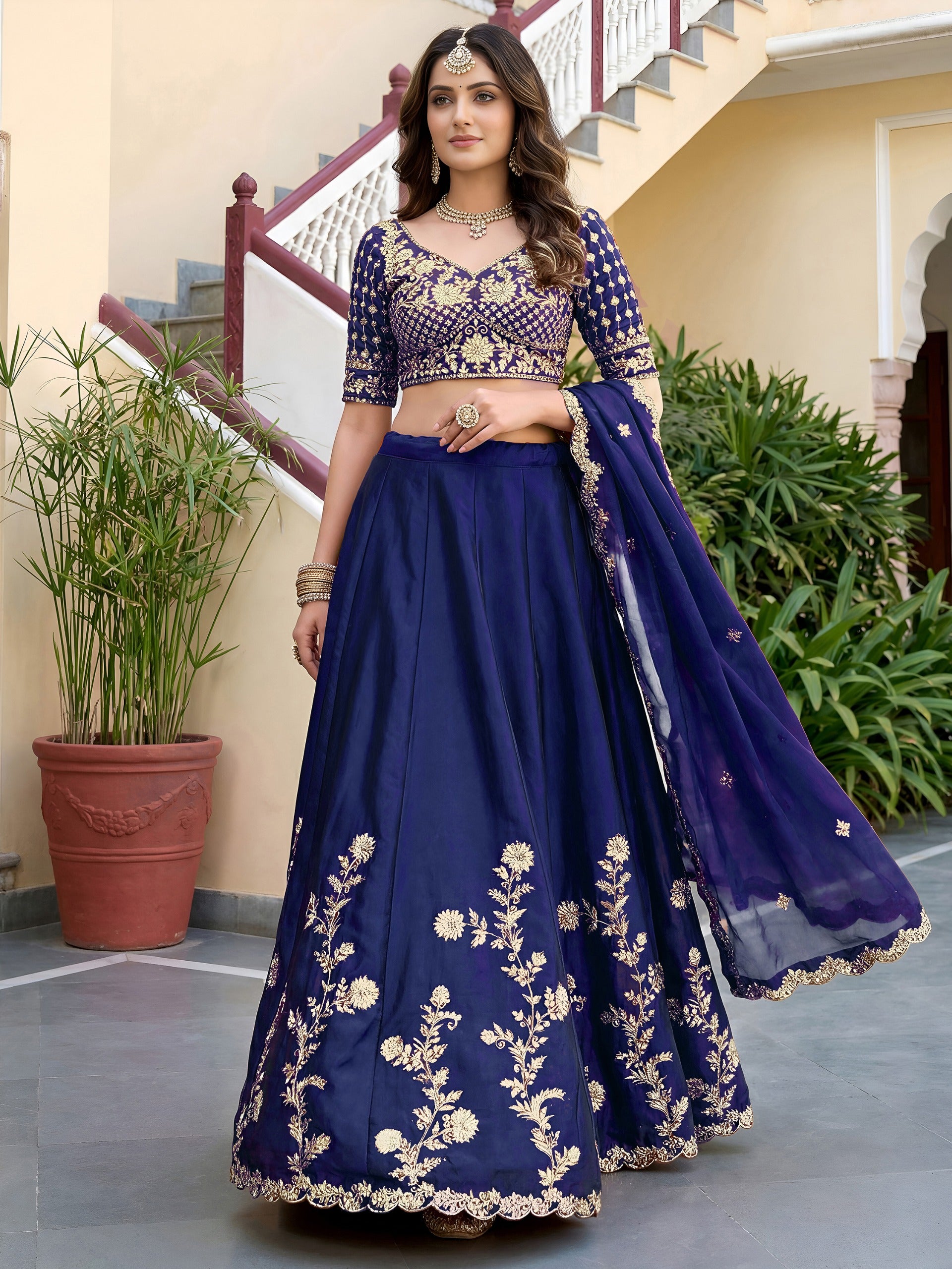 Royal Navy Blue Lehenga Choli
