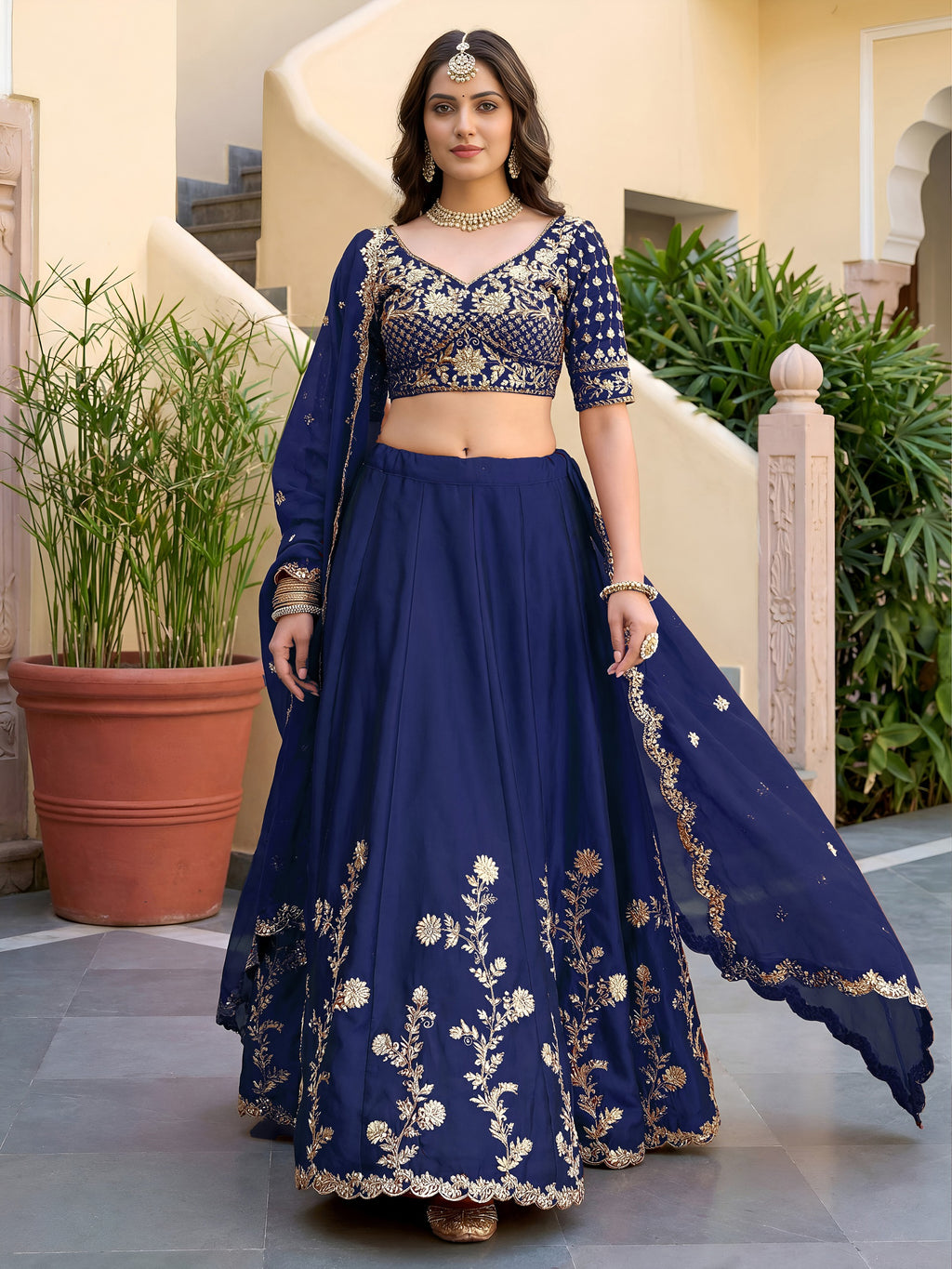 Royal Navy Blue Lehenga Choli