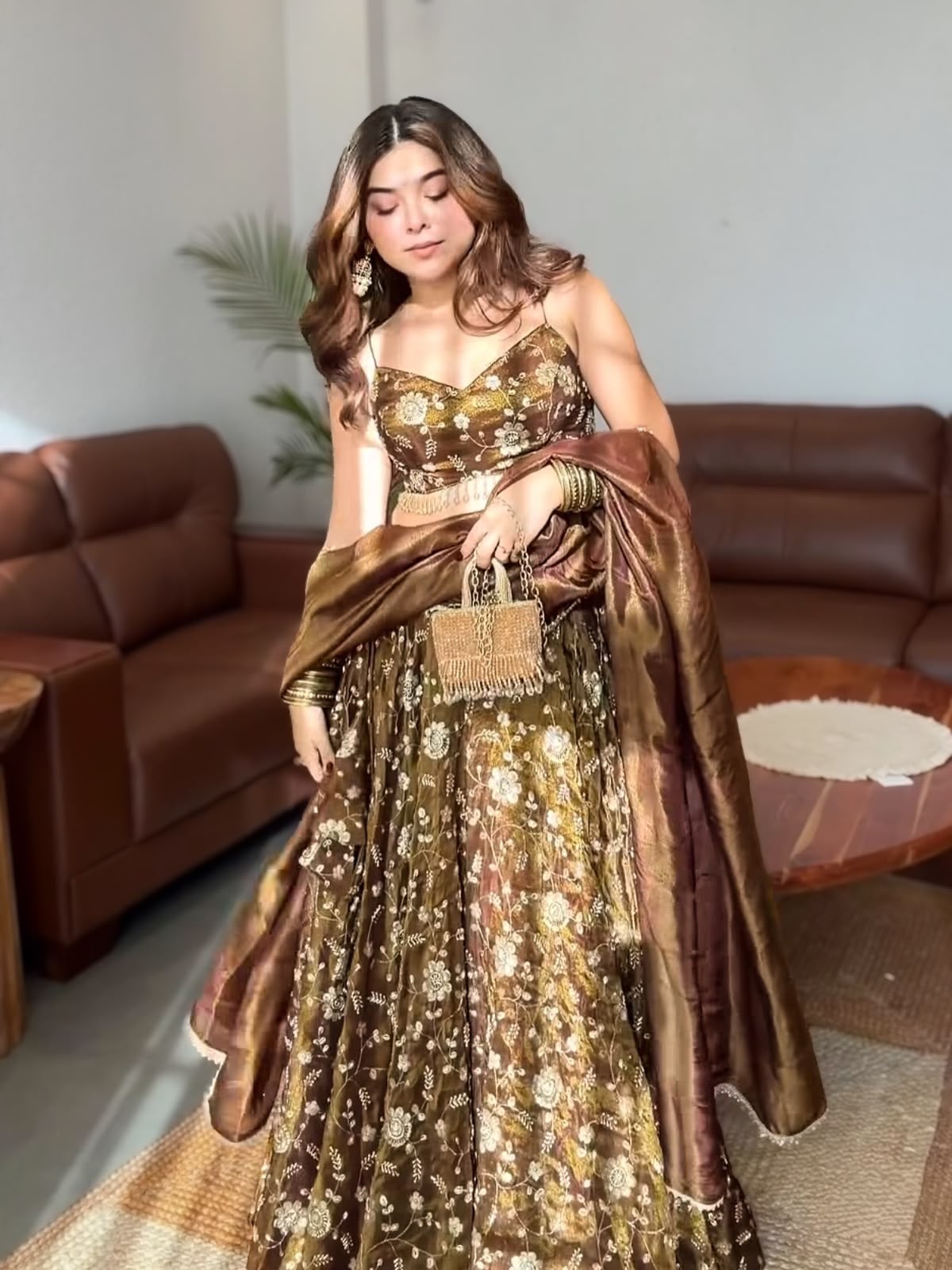 Designer Lehenga With Three Piece Set