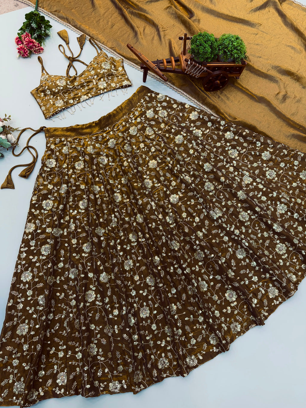 Designer Lehenga With Three Piece Set
