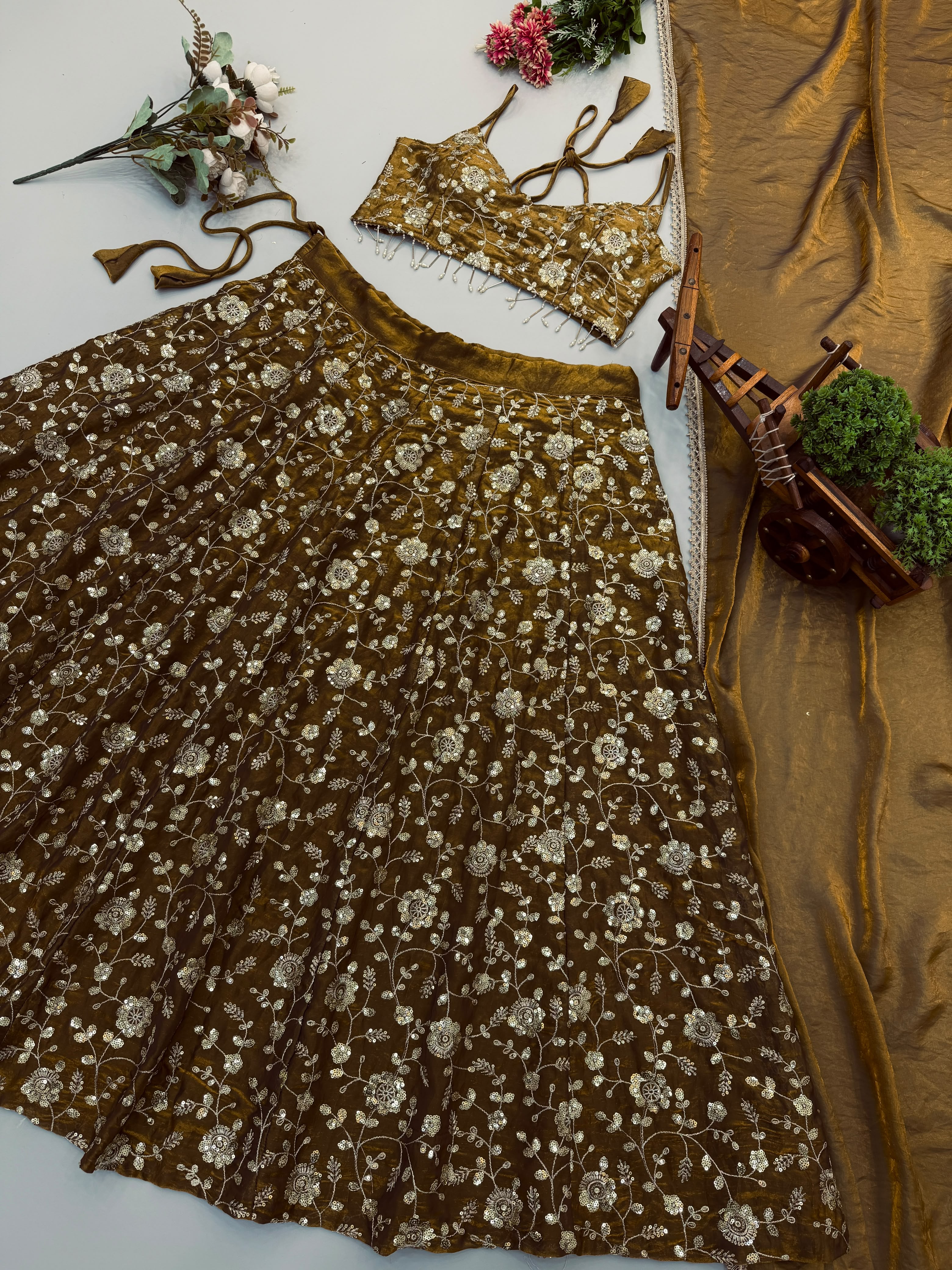 Designer Lehenga With Three Piece Set