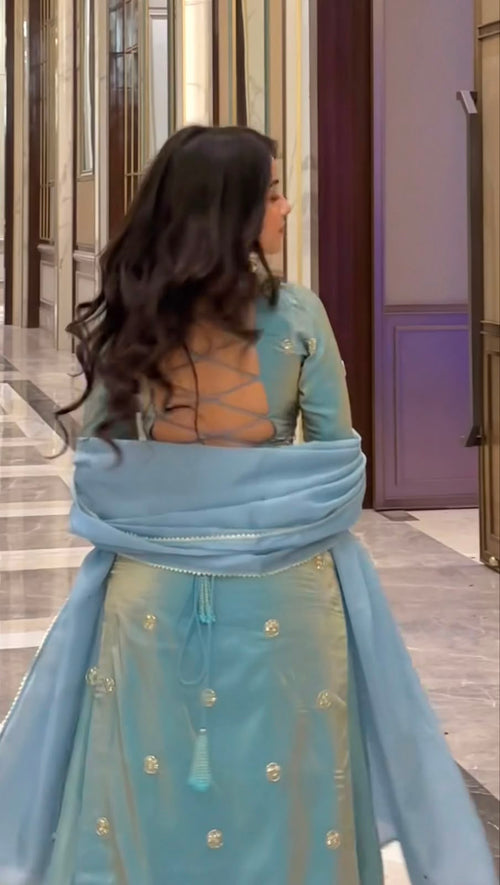 Fancy Silk Top Plazo with Dupatta
