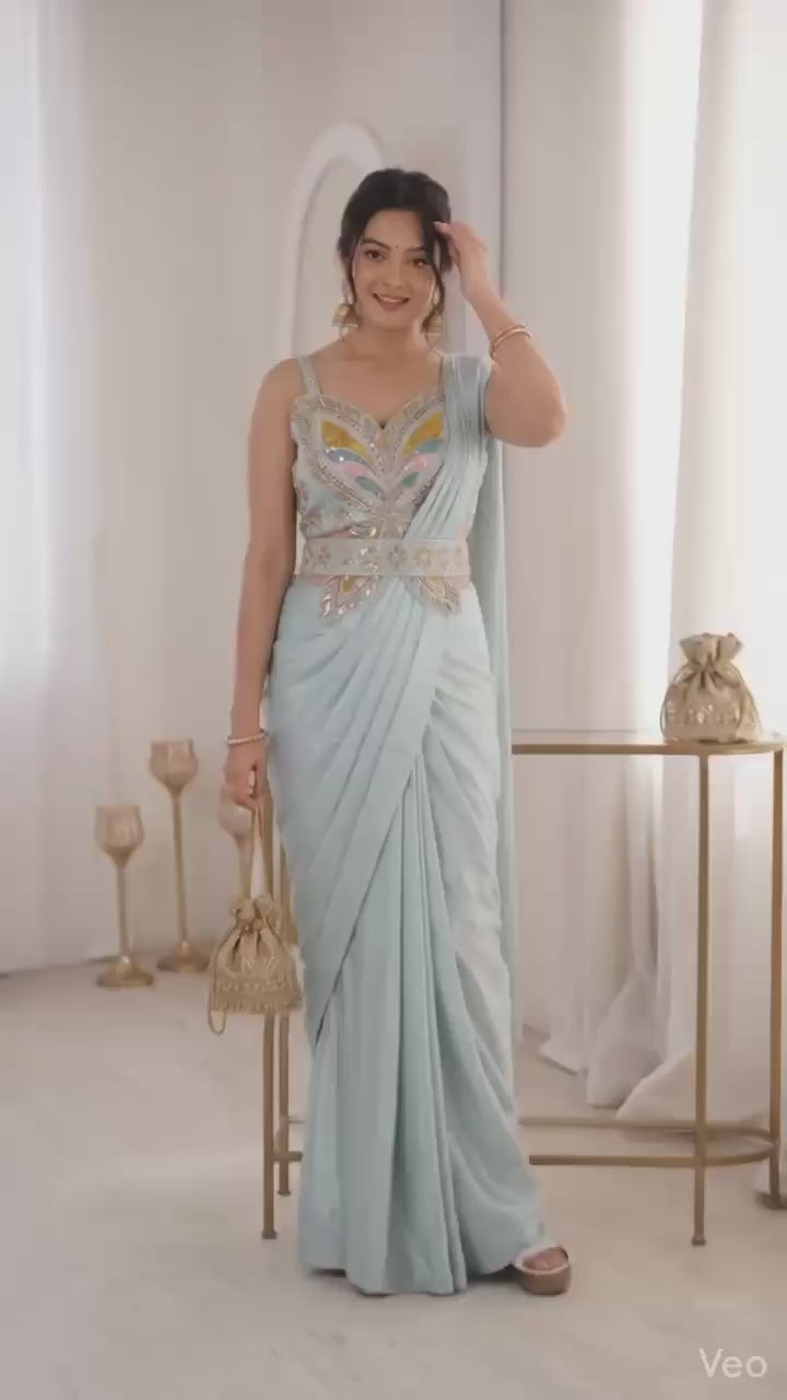Trending Ready to Wear Saree With Embroidery Blouse