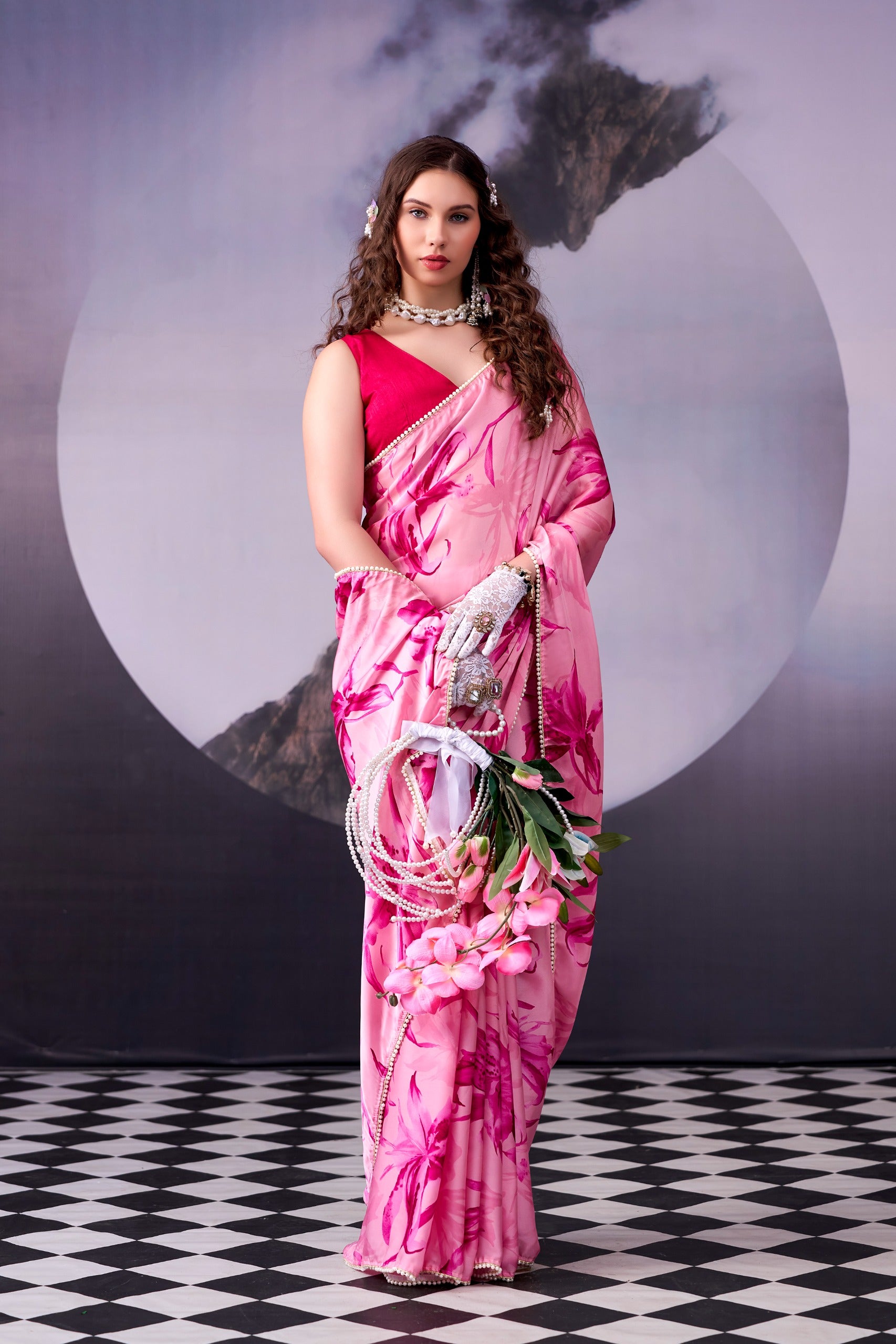 Satin silk saree