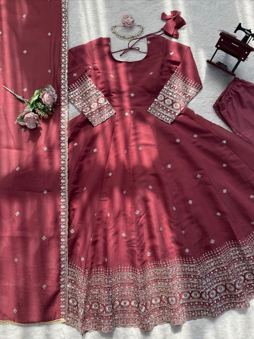 Gown with dupatta pant