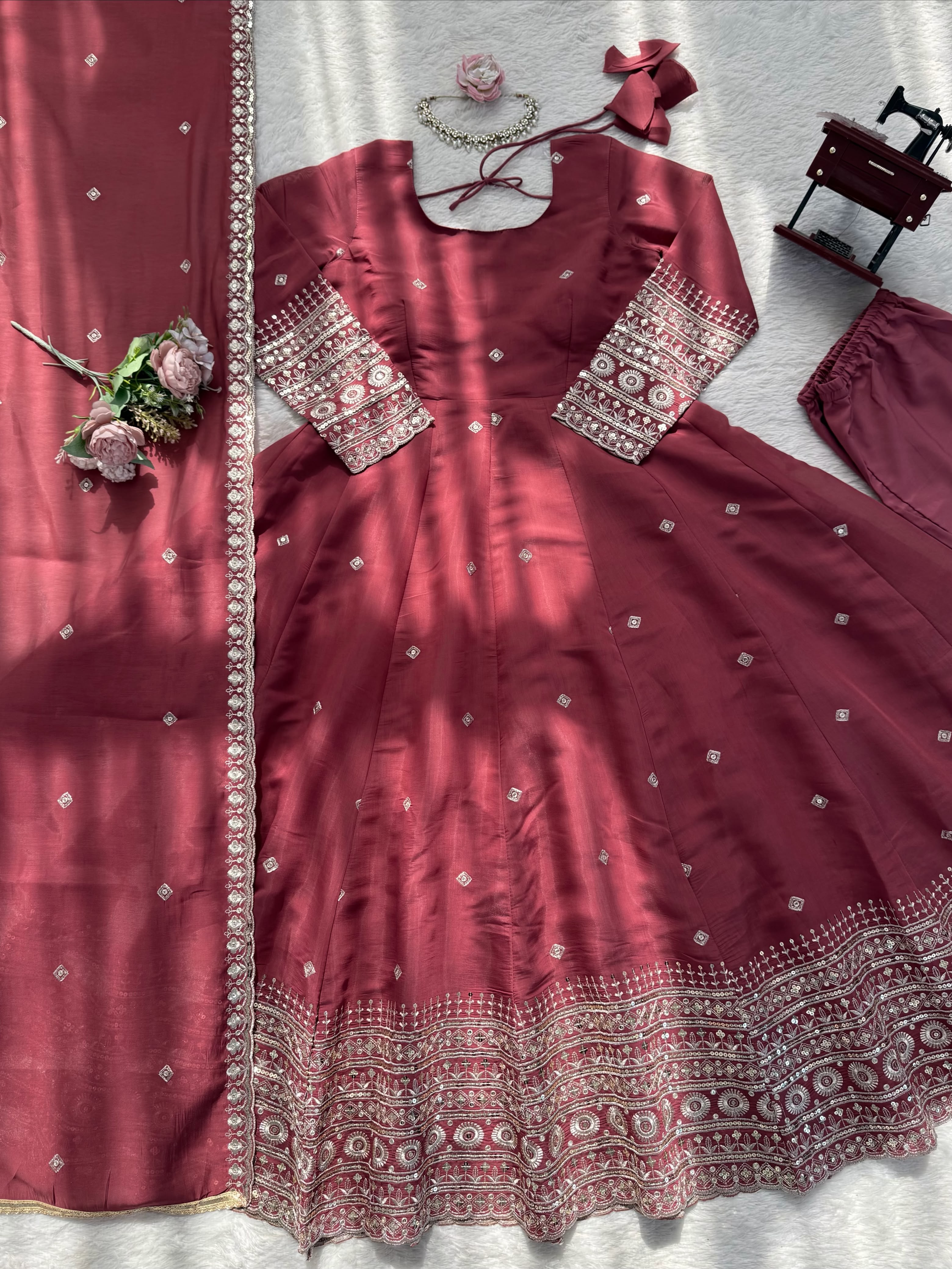 Gown with dupatta pant
