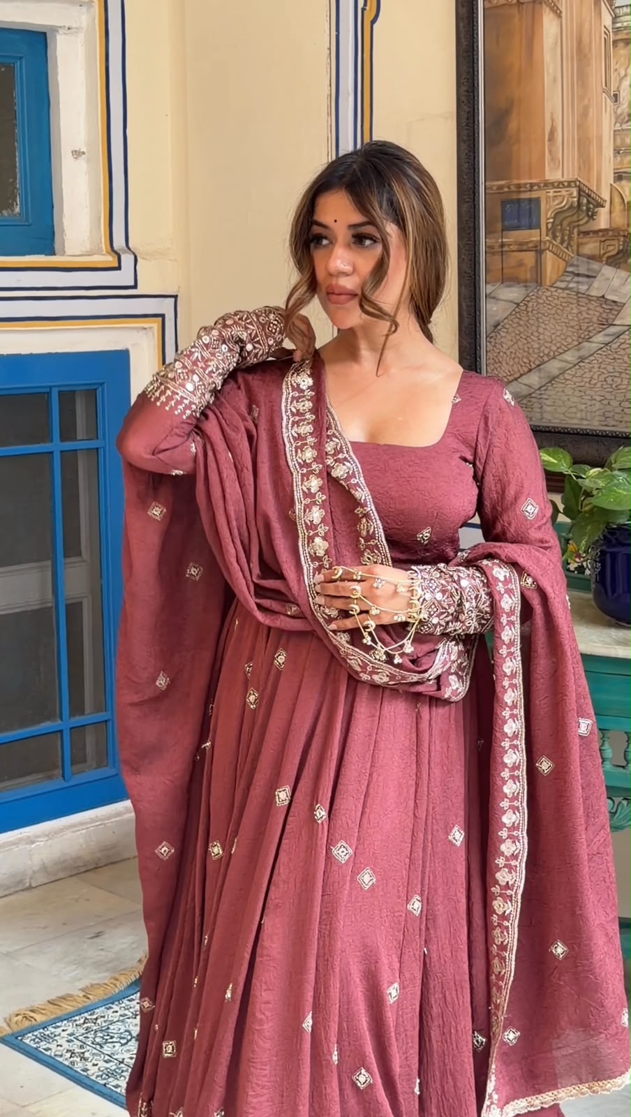 Gown with dupatta pant