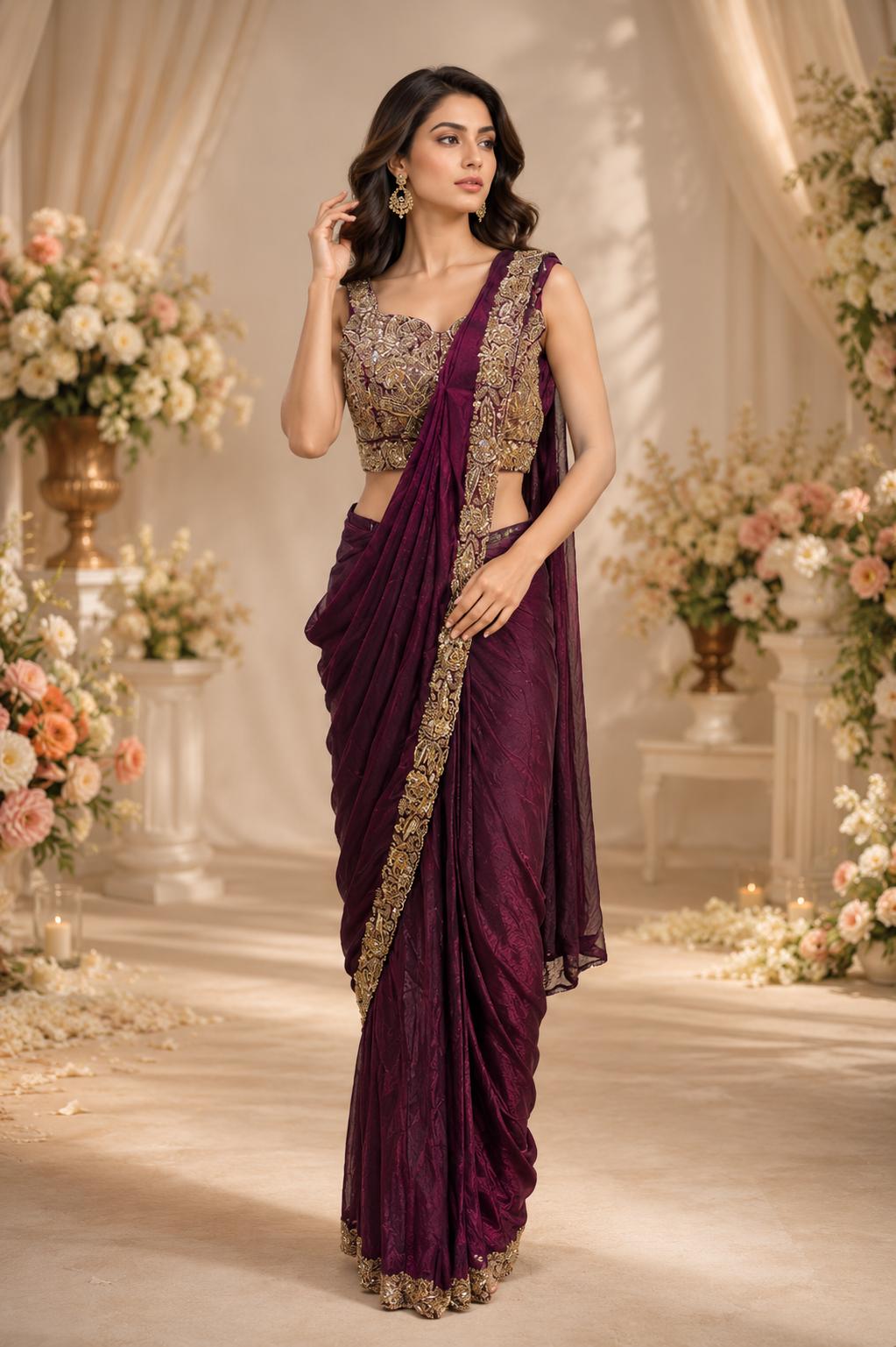 Read to wear saree with blouse