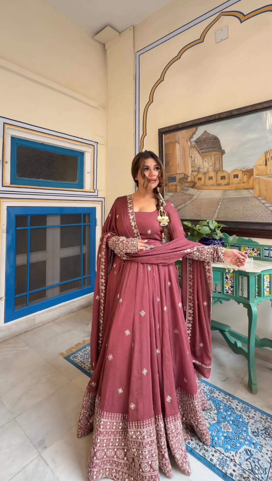 Gown with dupatta pant