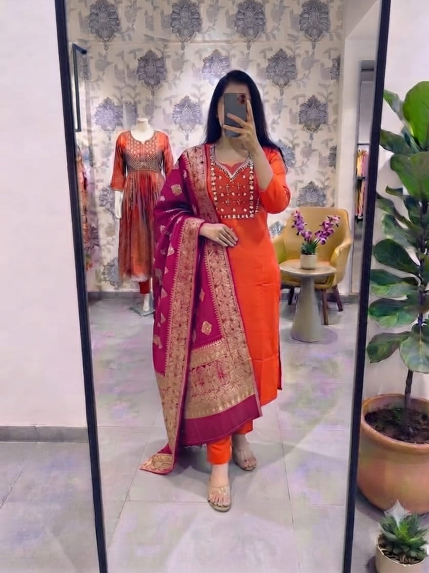 Silk Kurti Set With Duppata