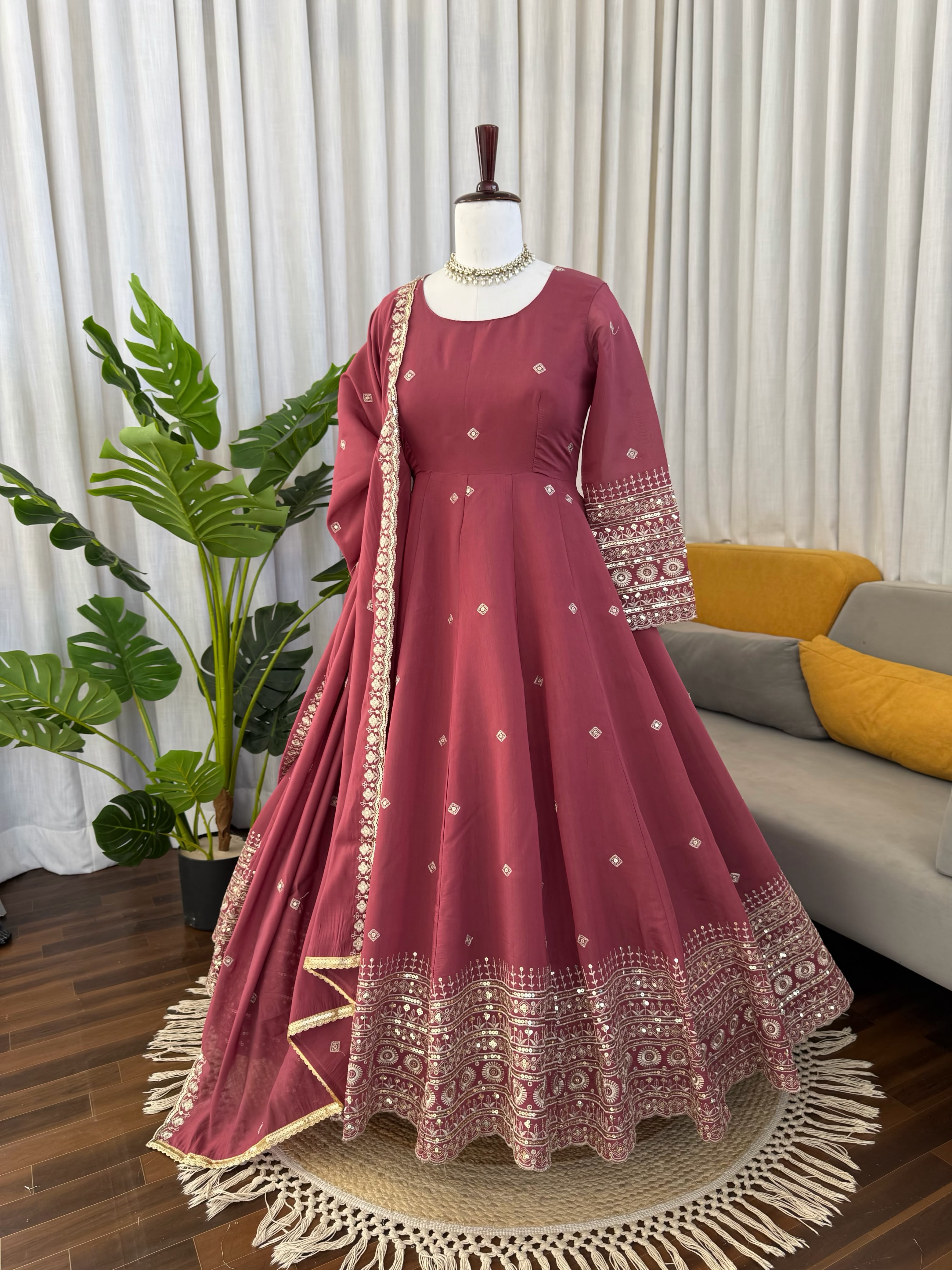 Gown with dupatta pant