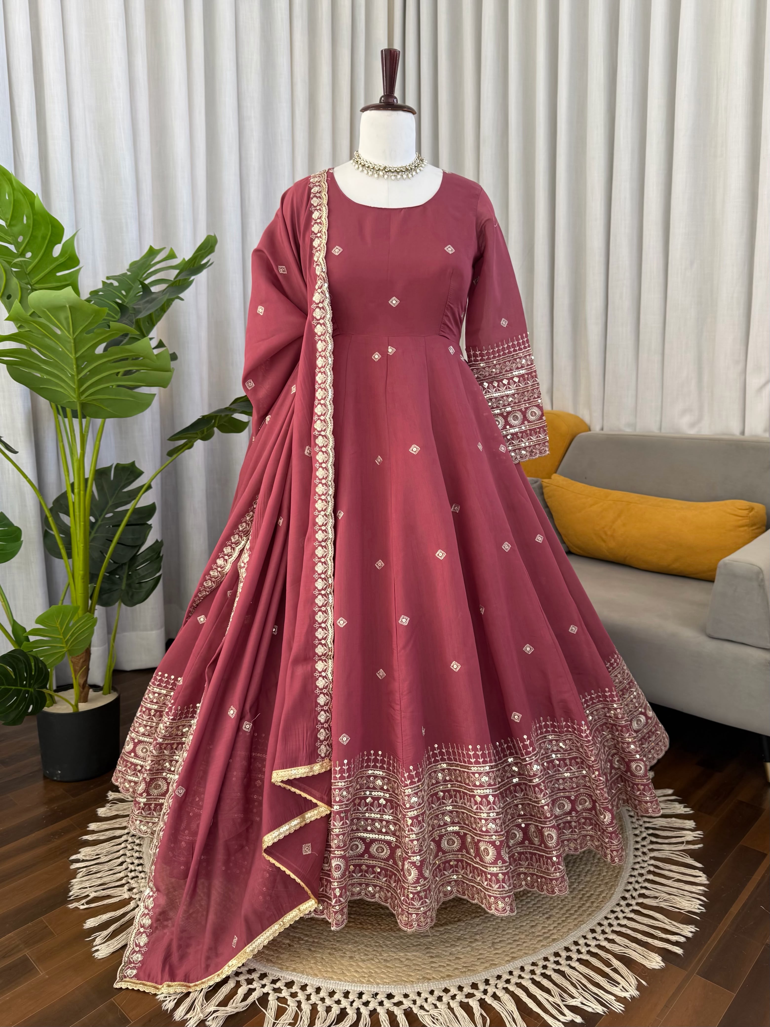 Gown with dupatta pant