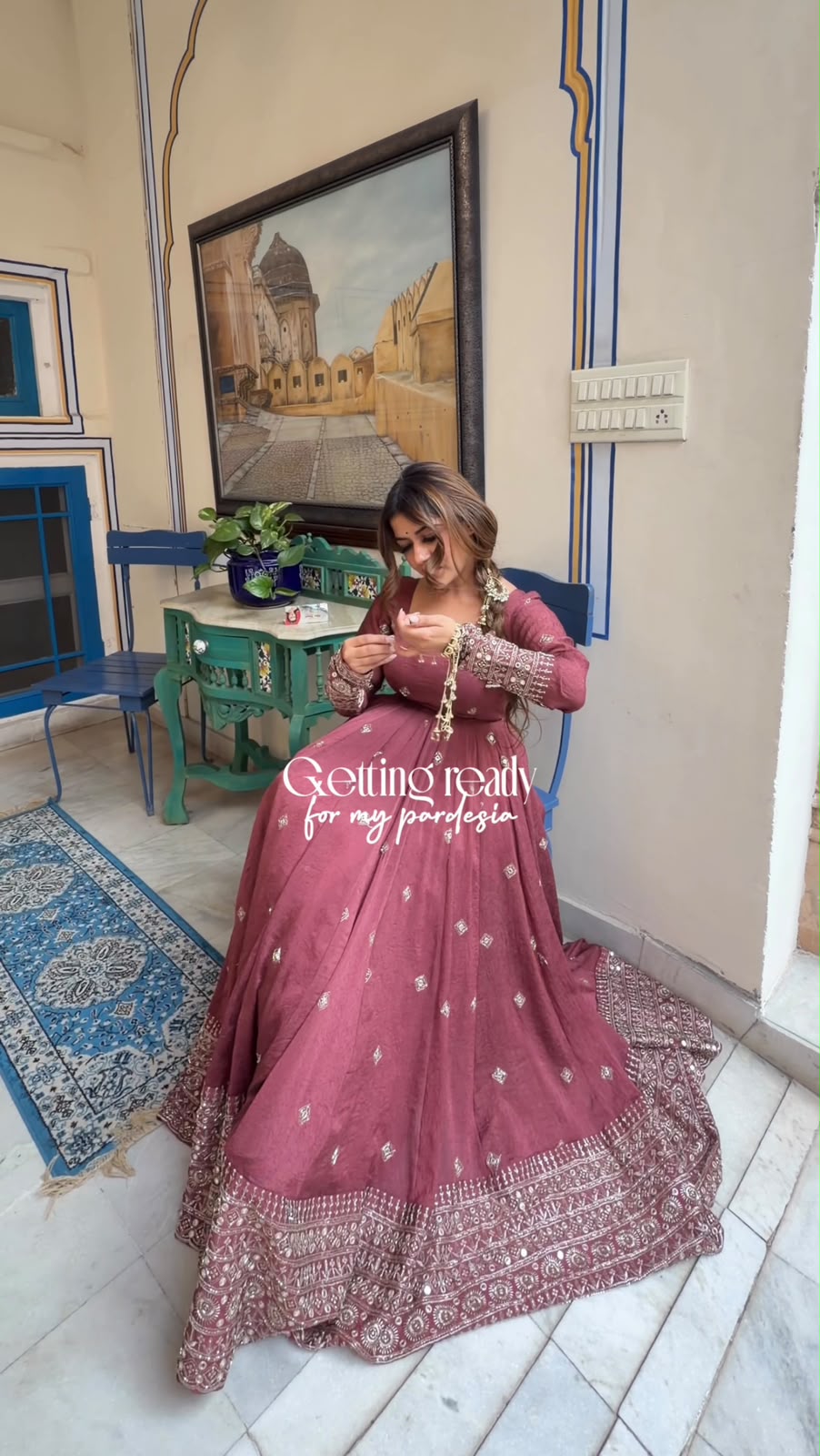Gown with dupatta pant