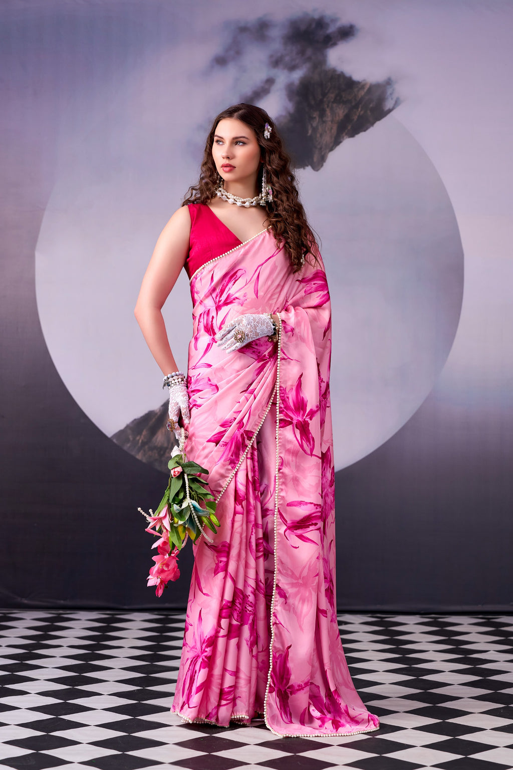 Satin silk saree