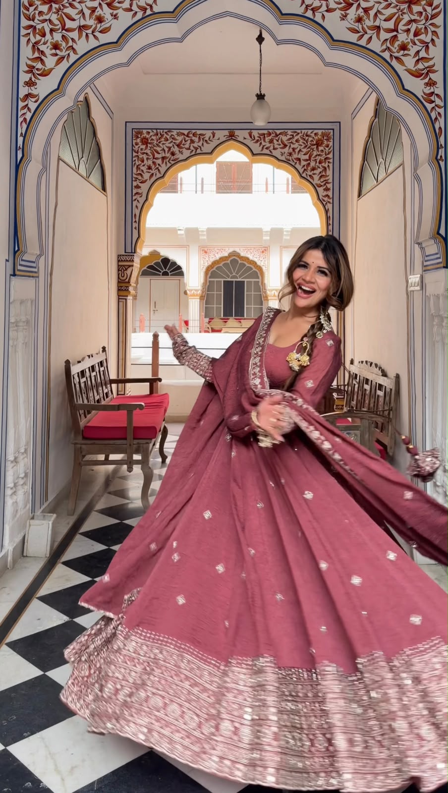 Gown with dupatta pant